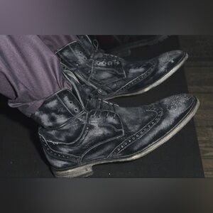 John Varvatos Fleetwood Blue Velvet Rugged Boots Size 7 Made In Italy New $798